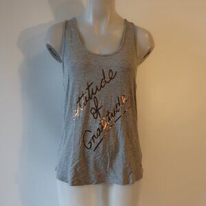 NWT Womens WordsCount "Attitude Of Gratitude" Gray Tank Top M